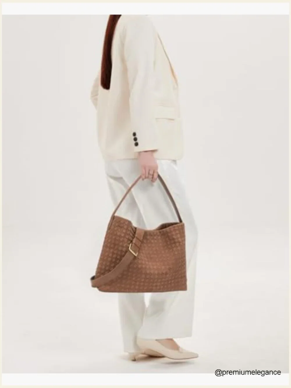 Woven Faux Suede Hobo Bag Shoulder Handbag Crossbody Work Travel Purse